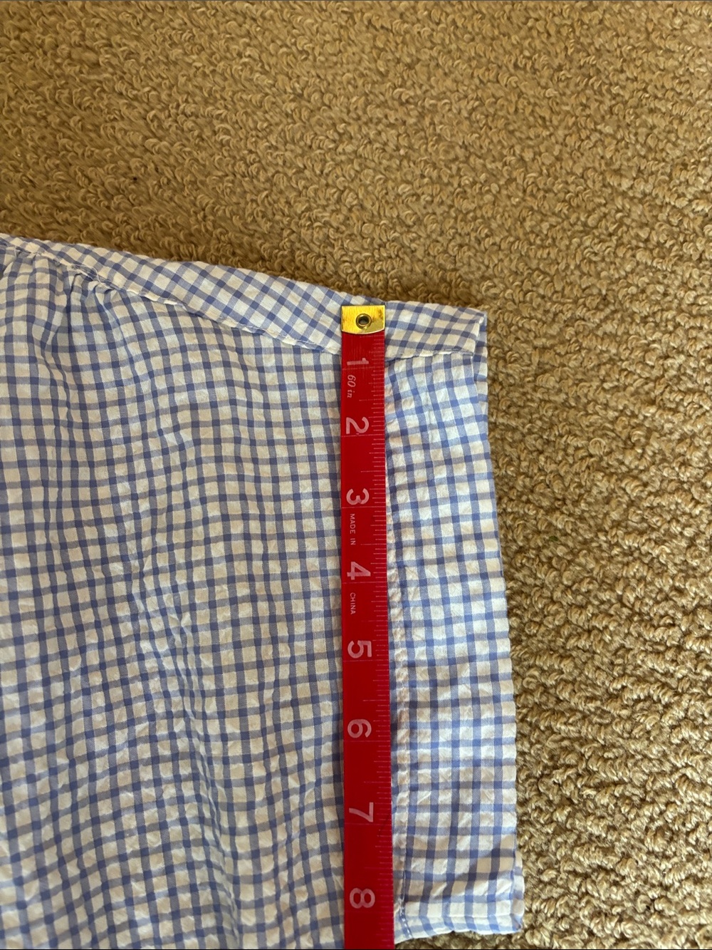 Madewell Light Blue Gingham Smocked Peplum Top - Picture 6 of 8